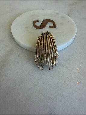 Vintage Goldtone Layered Fringe Statement Brooch